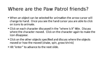 Preview of Paw Patrol Prepositions and Action/Description Words