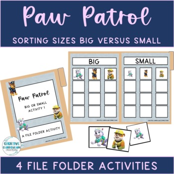 Preview of Paw Patrol Sorting Images Big Versus Small File Folder Activities