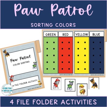Preview of Paw Patrol Sorting Images By Color File Folder Activities