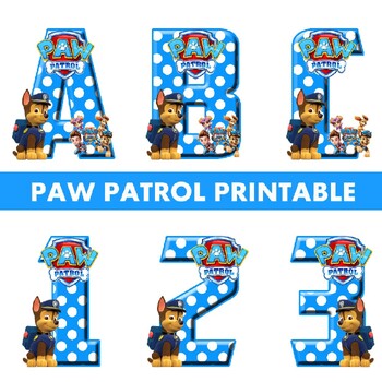 Preview of Paw Patrol lphabet Letters and Numbers Printable A-Z and 0-9