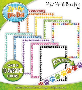 Preview of Paw Print Borders {Zip-A-Dee-Doo-Dah Designs}