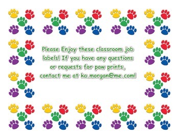 Preview of Paw Print Class Jobs