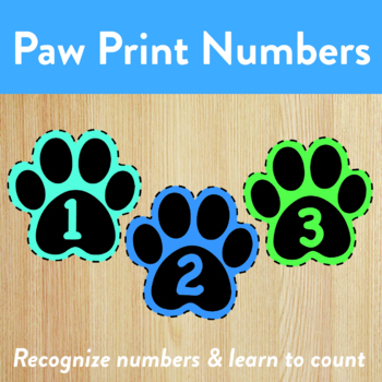 Preview of Paw Print Numbers - Learn to Count! Bulldogs Back to School - Math Centers