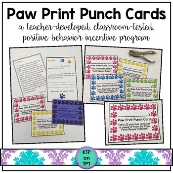 Preview of Paw Print Punch Cards (Positive Behavior Incentive Program)