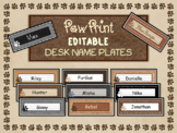 Paw Print *EDITABLE* Desk Name Plates Labels Cat Dog Pet Theme