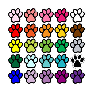 colorful paw print clipart