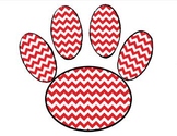 Paw Print in Red Chevron