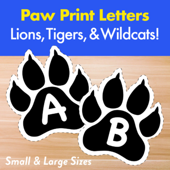 Preview of Paw Prints Letters for Wildcats, Tigers, Lions, Alphabet Reading, Back to School