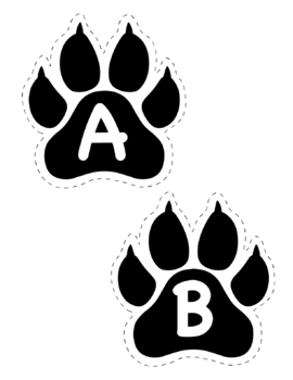 Paw Prints Letters for Wildcats, Tigers, Lions, Alphabet Reading, Back to  School