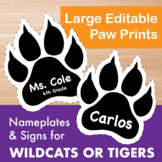 Paw Prints - Wildcats, Panthers, Tigers, Lions - Name Plat