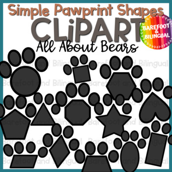 Preview of Paw print Shapes - Bear Clipart - Winter Clip Art Dog Paw Print