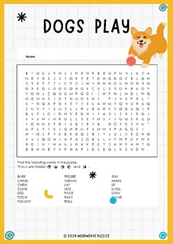 Preview of Pawsome Pups Play: Interactive Dogs Word Search Puzzle Worksheet Activity