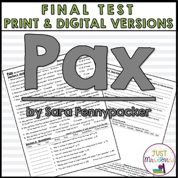 Preview of Pax by Sara Pennypacker Final Test