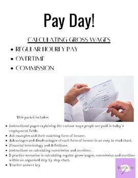 Preview of Pay Day! Calculating Gross Wages (Regular Pay, Overtime & Commission)