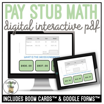 Preview of Pay Stub Math Digital Activity