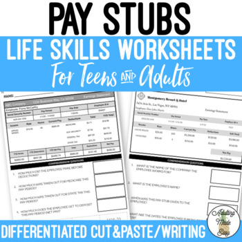 Preview of Pay Stubs Worksheets Distance Learning