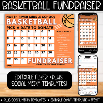 Preview of Pay for your Day Calendar Basketball Team Fundraiser, Pick a Date Sponsor Season