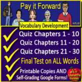 Pay it Forward Vocabulary Activities, Task Cards, Tests, Quizzes