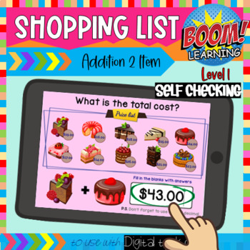 Preview of Pay the Cashier: Bakery Menu Math - Add 2 Items On the Shopping List - BOOM