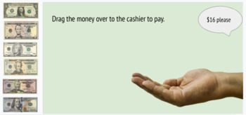 Preview of Pay the Cashier - Interactive Student Money Practice with Coins and Bills 