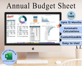 Preview of Annual Budget | Budget Template | Personal Budget | Google Sheets Budget Annual