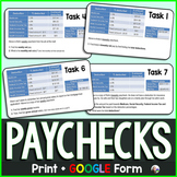 Paycheck Task Cards Financial Literacy Activity - print an