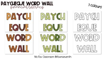 Preview of Paycheque Word Wall