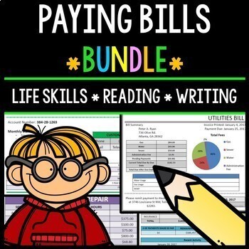 Preview of Paying Bills - Life Skills - Reading Comprehension - Special Education - BUNDLE