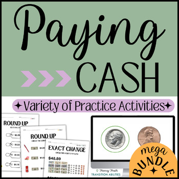 Preview of Paying Cash & Rounding Worksheets, Digital Activities, Task Cards | MEGA BUNDLE