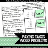 Paying Taxes Word Problems |  Solve and Snip® |  TEKS 7.4d