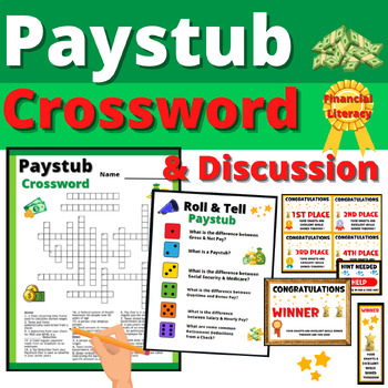 Paystub Crossword Puzzle and Payroll Roll the Dice Discussion Activities
