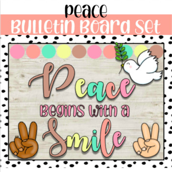 Preview of Peace Bulletin Board Set- Spring April May- Black and White and Color