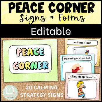 Preview of Peace Corner Signs & Forms | Calm Corner | Editable