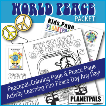 Preview of Peace Day Activity Puzzle & Coloring Fun Fact Set World Peace Pal Teaches Love