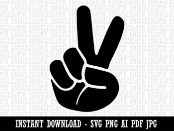 Preview of Peace Hand Sign Clipart Instant Digital Download AI PDF SVG PNG JPG Files