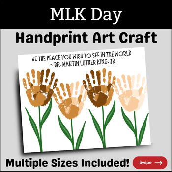 Preview of Peace Lily MLK Day Hand Print Art Craft, Winter Black History Month Activity
