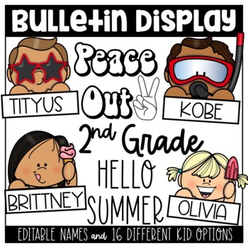Preview of Peace Out Hello Summer Bulletin Board Window Door Display for End of Year