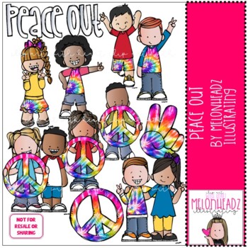 Preview of Peace Out clip art COLORED Melonheadz Clipart