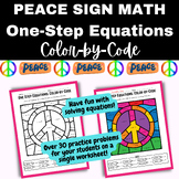 Peace Sign Color by Code Math: One Step Equations