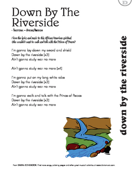 Peace Songs For Kids Down By The Riverside Lyric Sheet Tpt