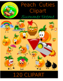 Peach Cuties Clipart (summer theme)/ Funny fruits