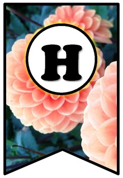 Preview of Peach Dahlias, Pennant Banner Bulletin Board Letters, Flowers, Spring Decor