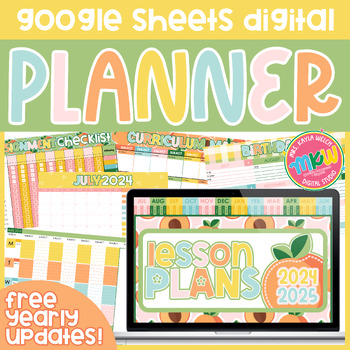 Preview of Peach Digital Teacher Planner | Google Sheets | Free Updates