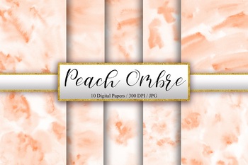 Peach Ombre Watercolor Background - Digital Papers Clip Art | TPT