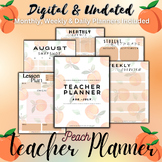 Peach Teacher Planner, Undated, Digital, Monthly, Weekly, 