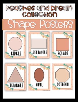 Preview of Peaches & Dream Themed|Boho|  2D Shape Posters| EDITABLE| Bilingual Friendly