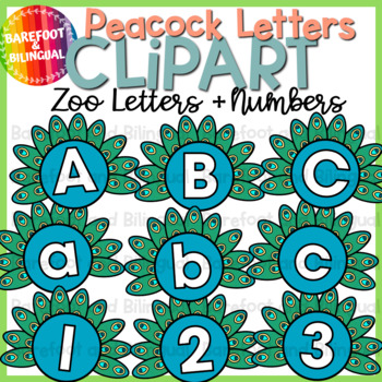 Preview of Peacock Letters and Numbers Clip Art - Zoo Letters Clipart - Zoo Clipart
