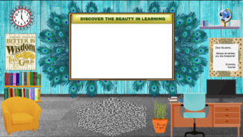 Preview of Peacock themed virtual classroom background
