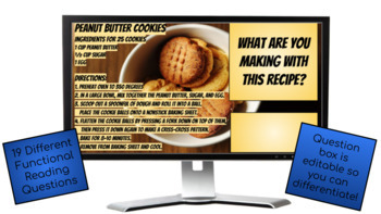 Preview of Peanut Butter Cookies Recipe - A functional math activity