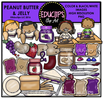 Preview of Peanut Butter and Jelly Clip Art Bundle {Educlips Clipart}
